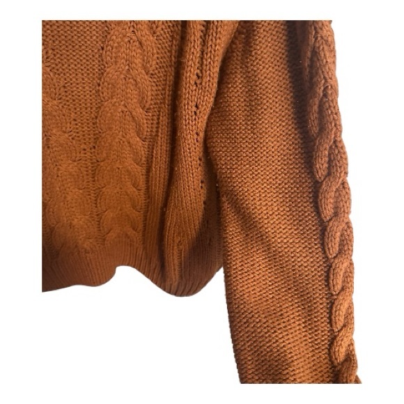 Cozy Cable Knit Crewneck Sweater in Rich Brown - Picture 4 of 8